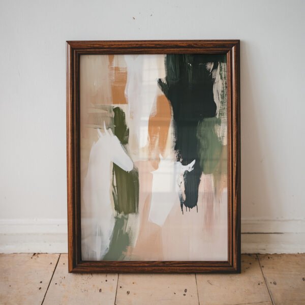 Painted Herd Beige Abstract Wall Art