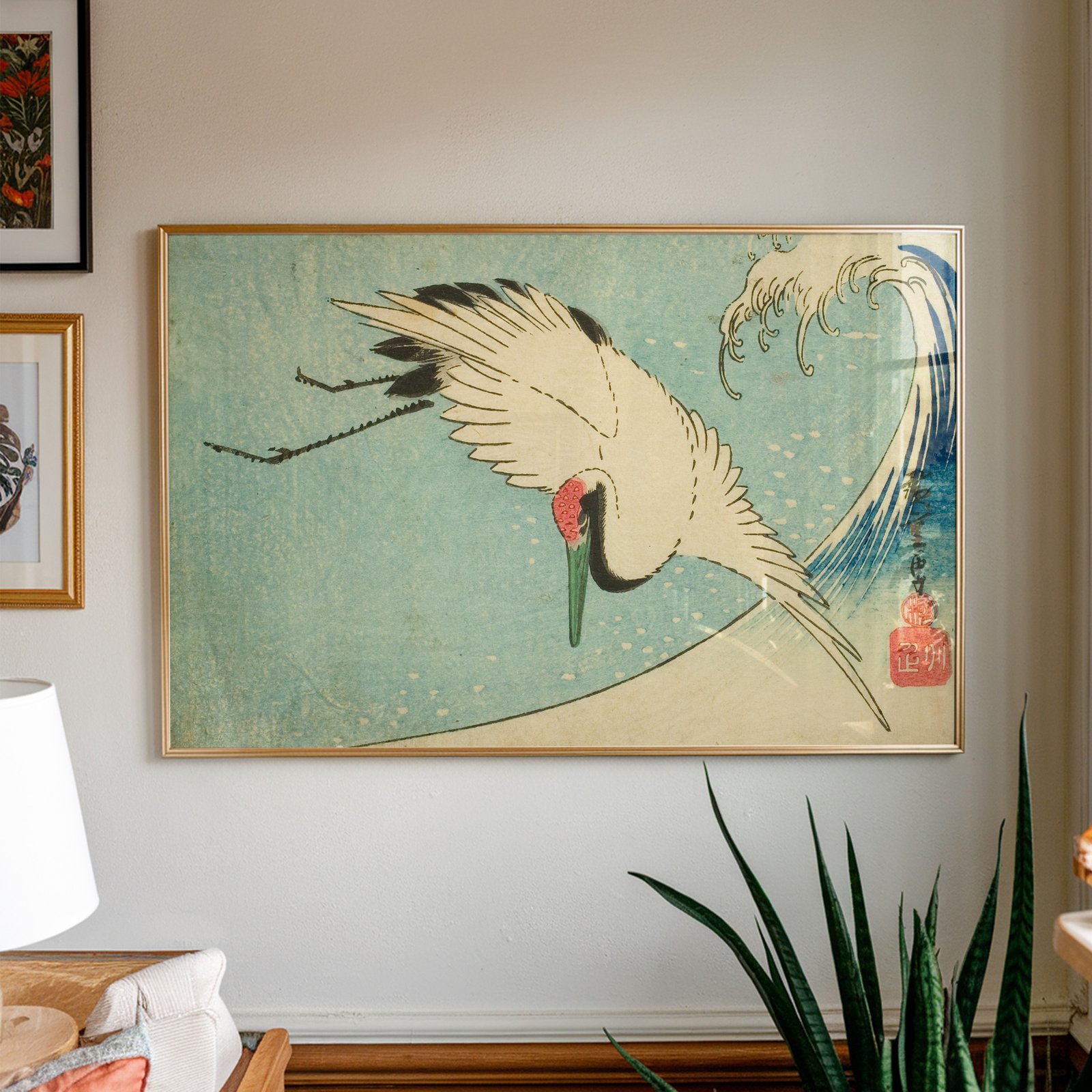 Crane Flying Over Wave by Utagawa Hiroshige