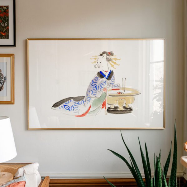 Seated Fox Woman with Serving Tray – Sketch from Album of Ichiryusai Hiroshige