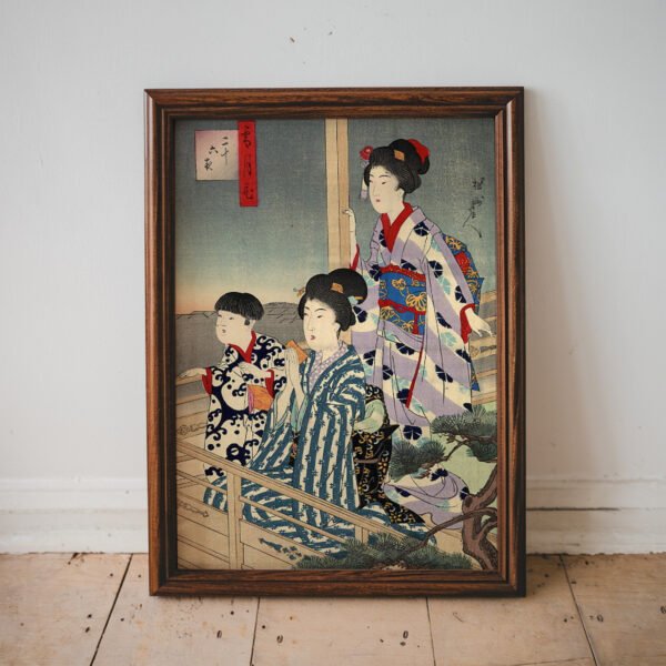 Viewing from a balcony by Toyohara Chikanobu