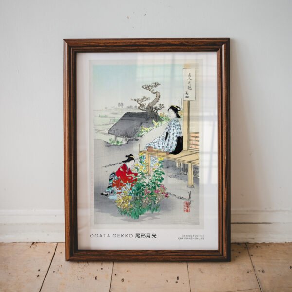 Caring for the Chrysanthemums by Ogata Gekkō