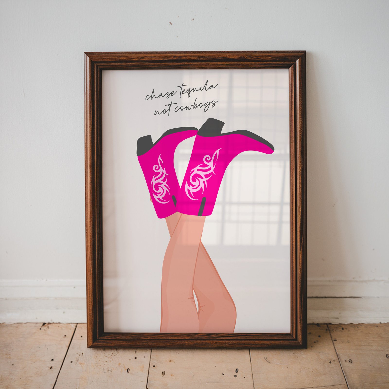 Chase Tequila Not Cowboys – Western Girl Art Print