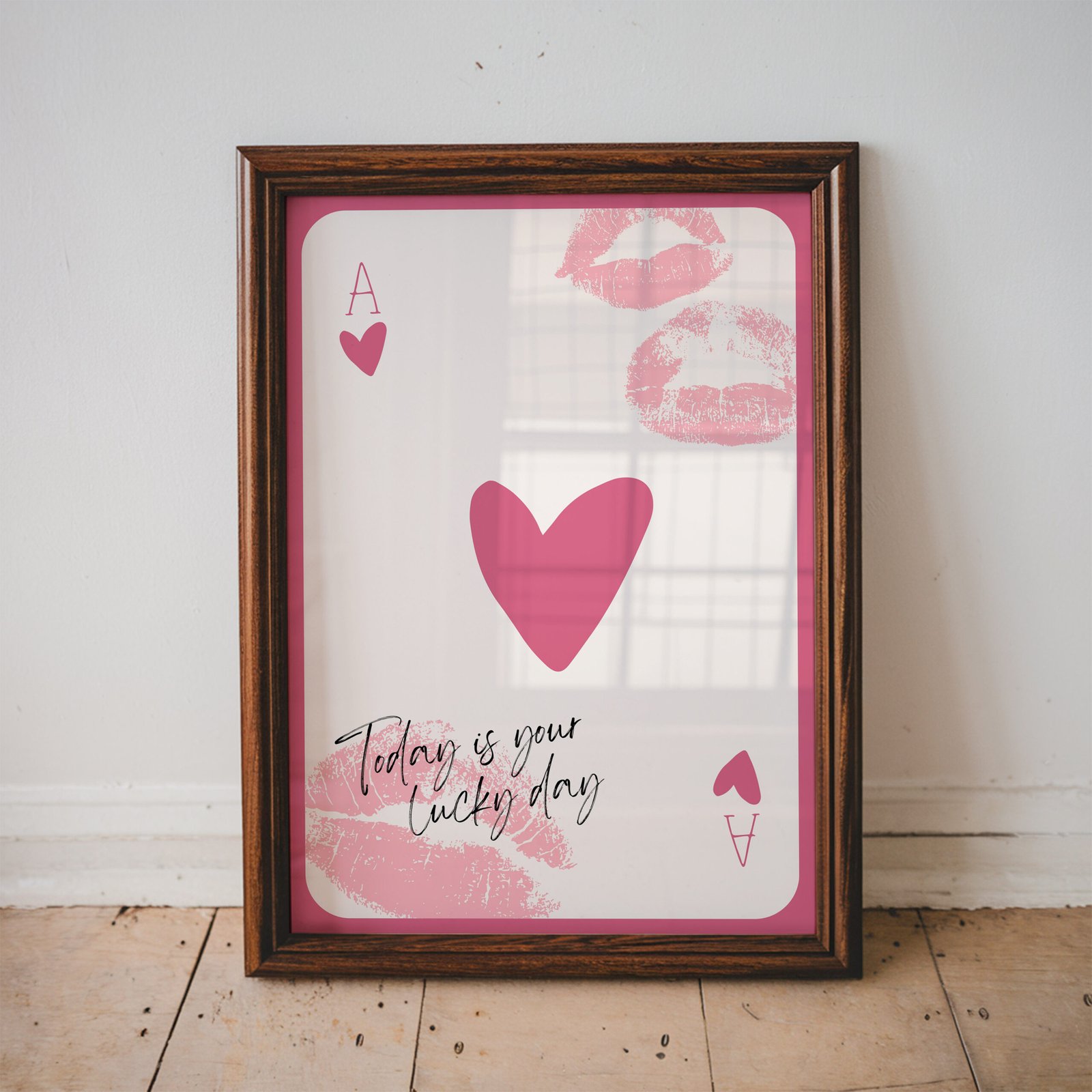 Today Is Your Lucky Day – Pink Ace of Hearts Art Print - Image 4