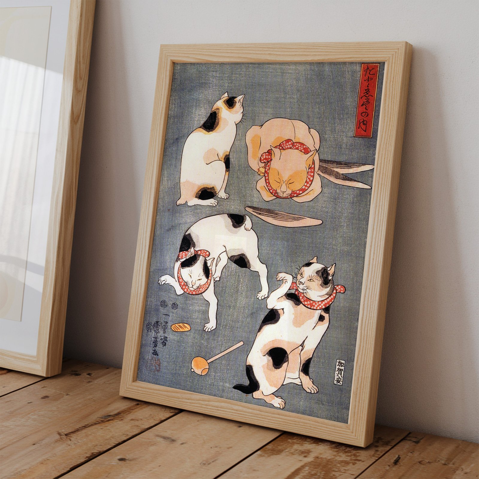 Four Cats in Different Poses by Kuniyoshi Utagawa - Image 2