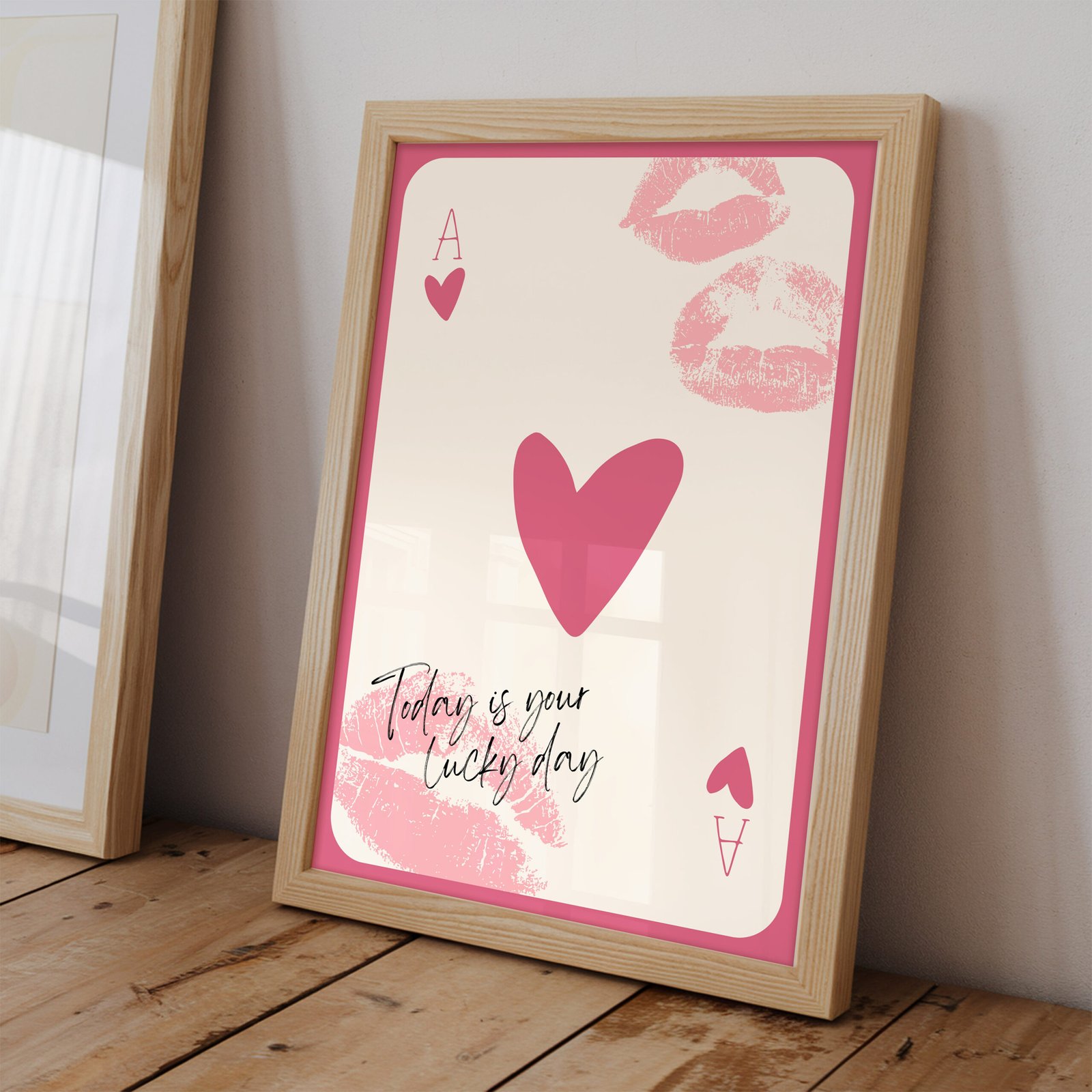 Today Is Your Lucky Day – Pink Ace of Hearts Art Print - Image 2