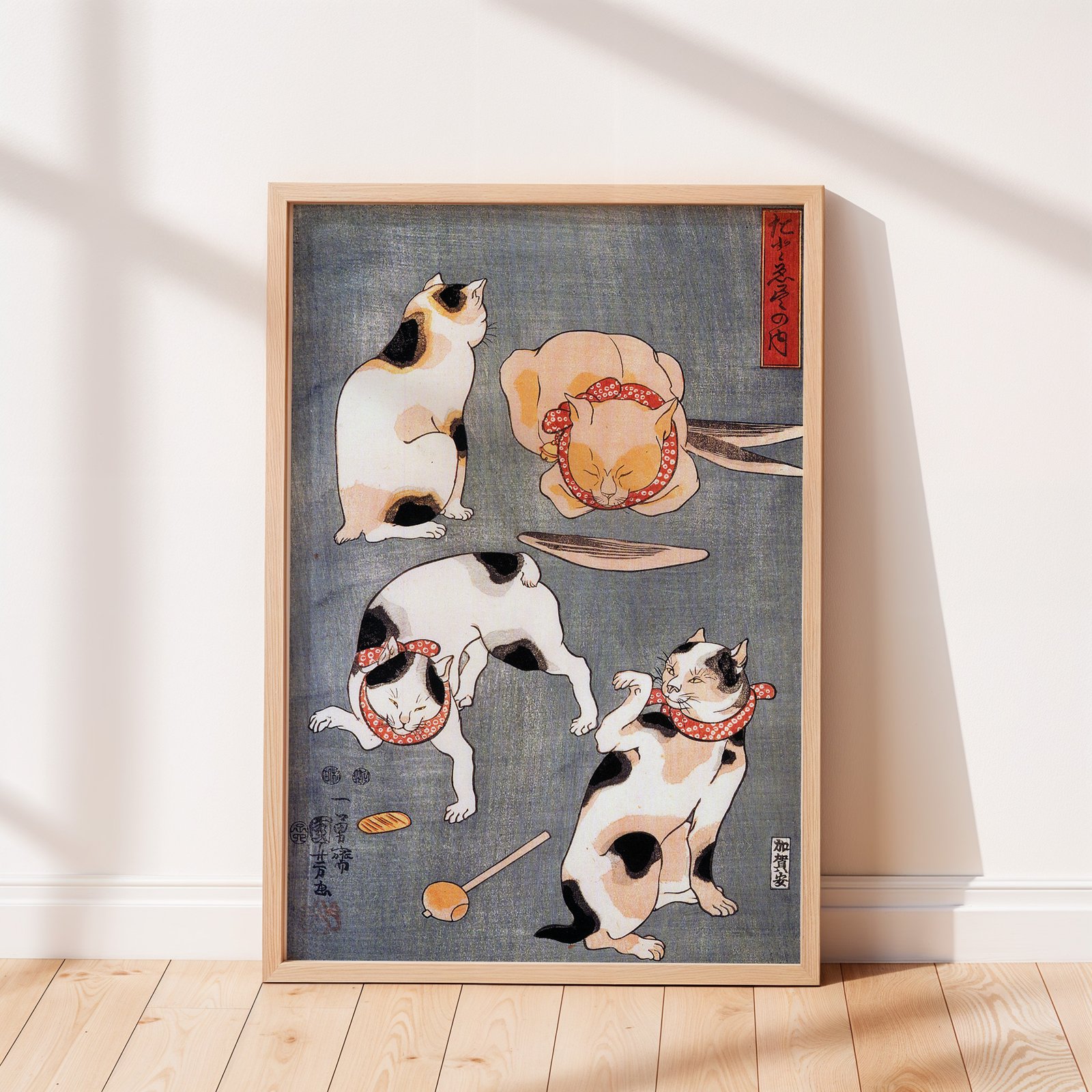 Four Cats in Different Poses by Kuniyoshi Utagawa - Image 4