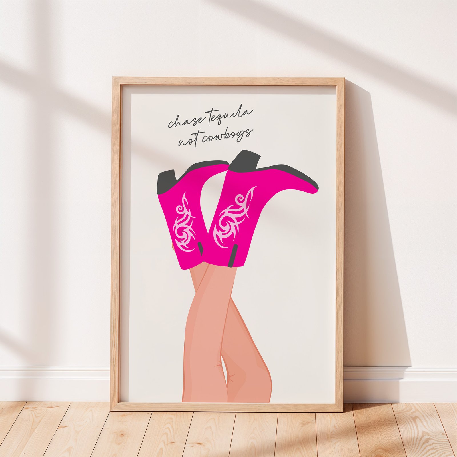 Chase Tequila Not Cowboys – Western Girl Art Print - Image 5