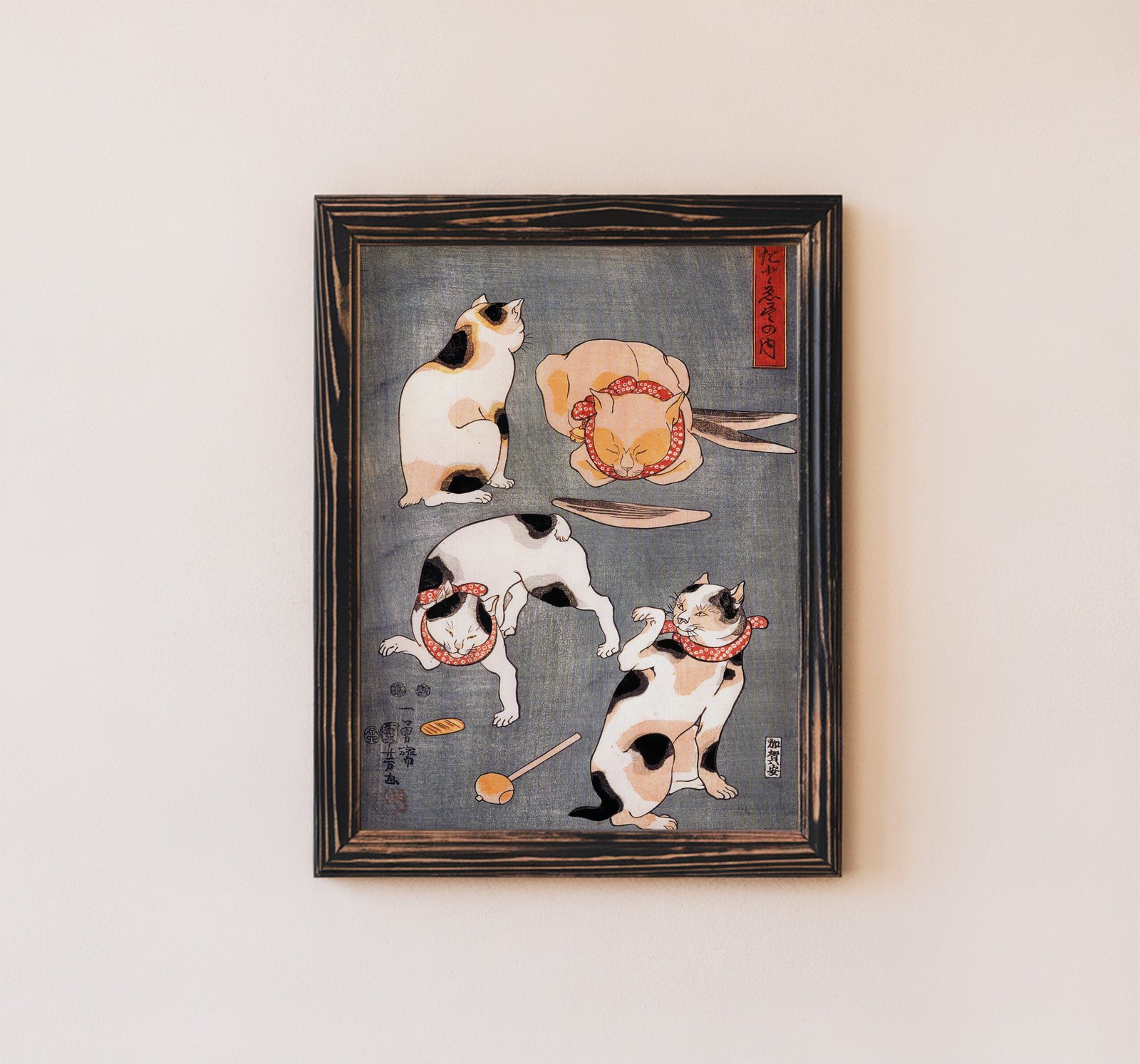 Four Cats in Different Poses by Kuniyoshi Utagawa - Image 5