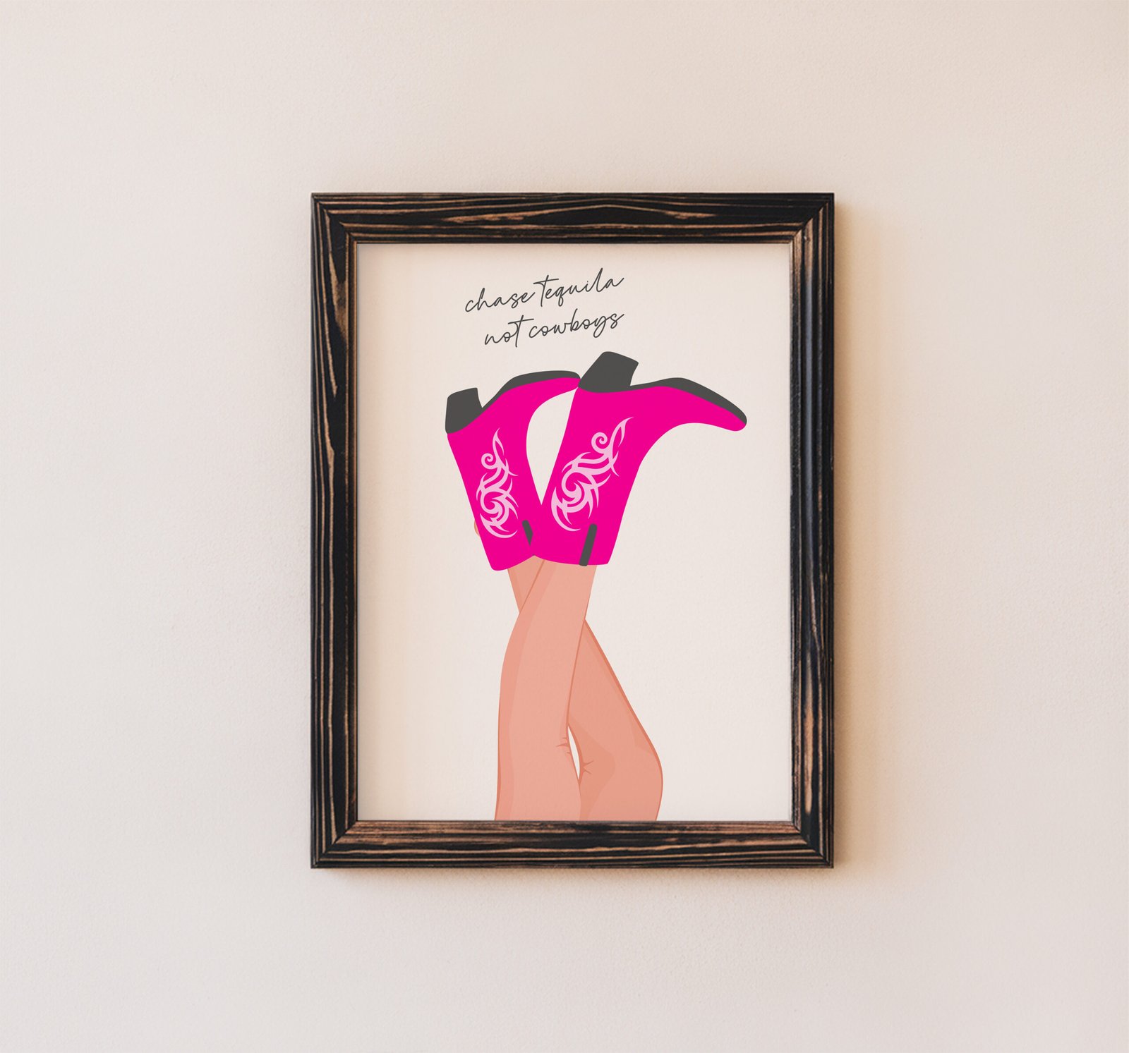 Chase Tequila Not Cowboys – Western Girl Art Print - Image 4