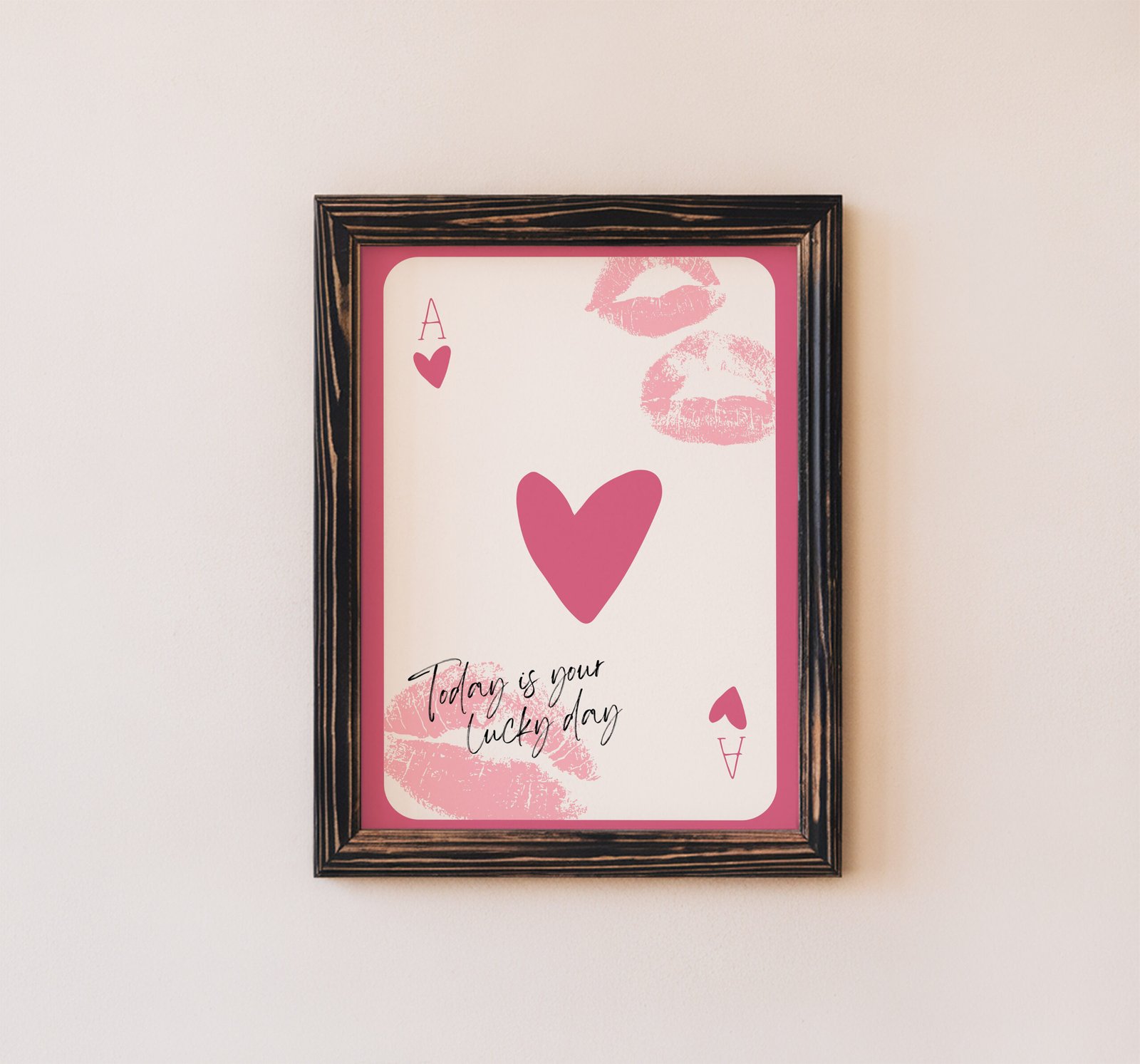 Today Is Your Lucky Day – Pink Ace of Hearts Art Print - Image 3