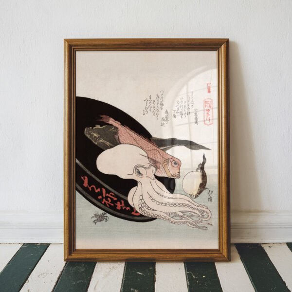 Kanagawa by Totoya Hokkei – Vintage Japanese Seafood Woodblock Print