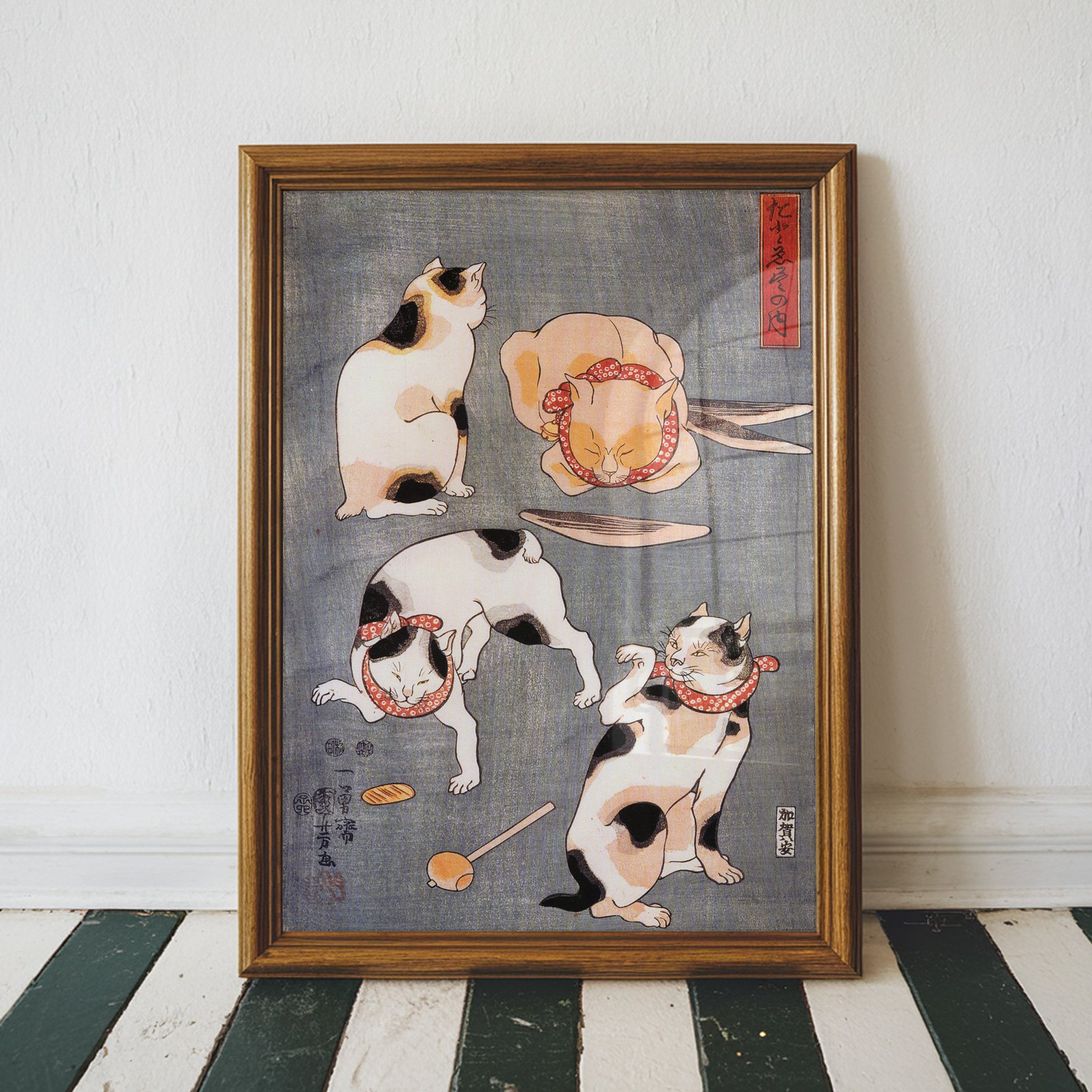 Four Cats in Different Poses by Kuniyoshi Utagawa