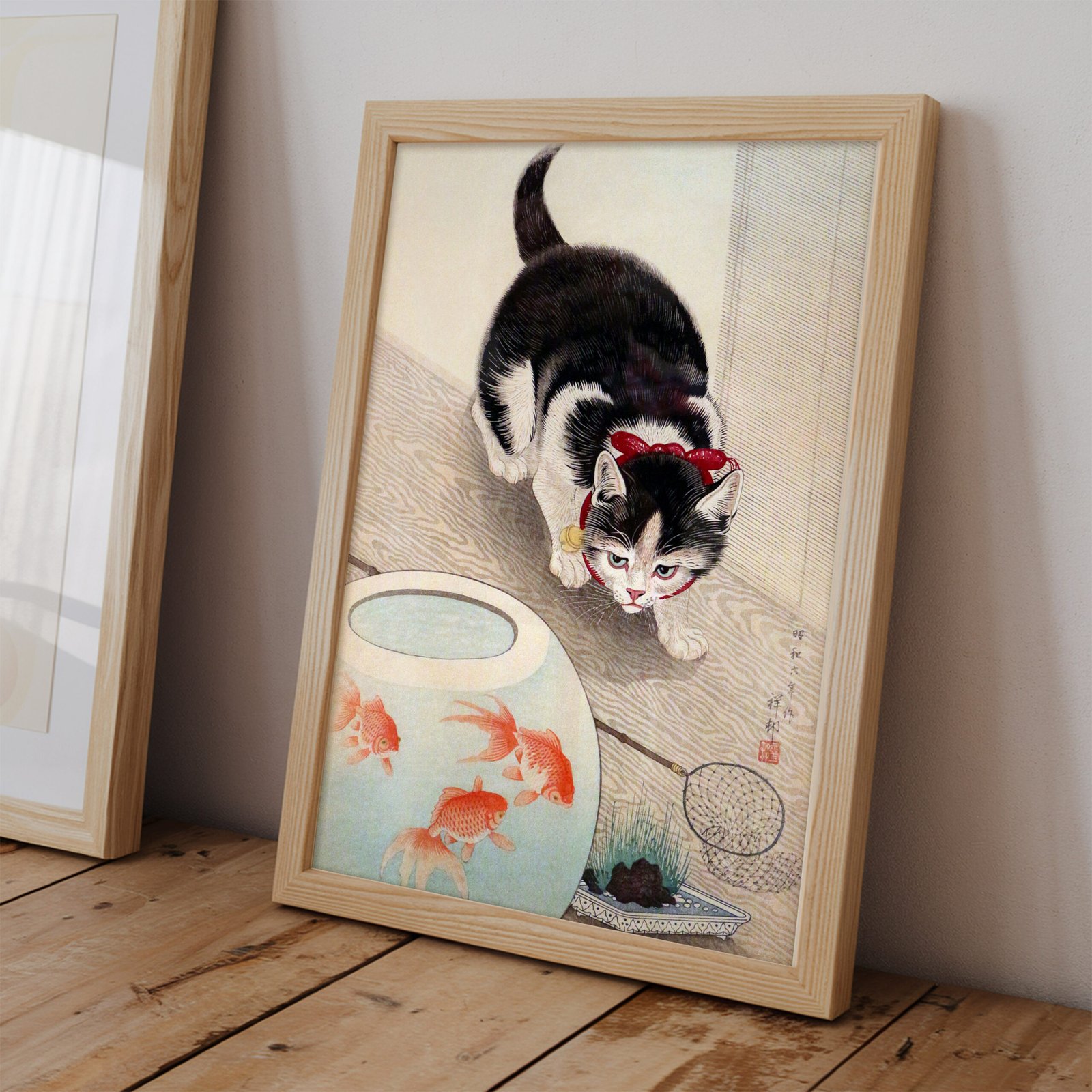 Cat and Goldfish Bowl by Ohara Koson - Image 2