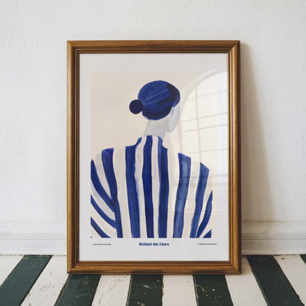 Behind the Lines – Minimalist Blue Wall Art Print