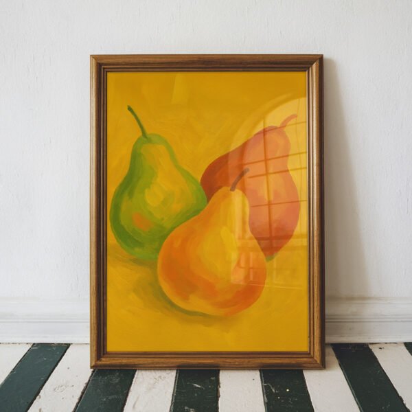 Golden Pears – Vibrant Still Life Fruit Wall Art Print