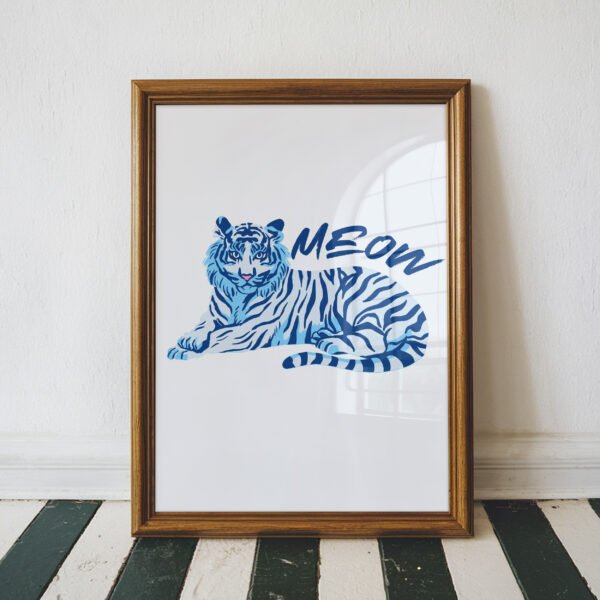 Blue Tiger "MEOW" Print