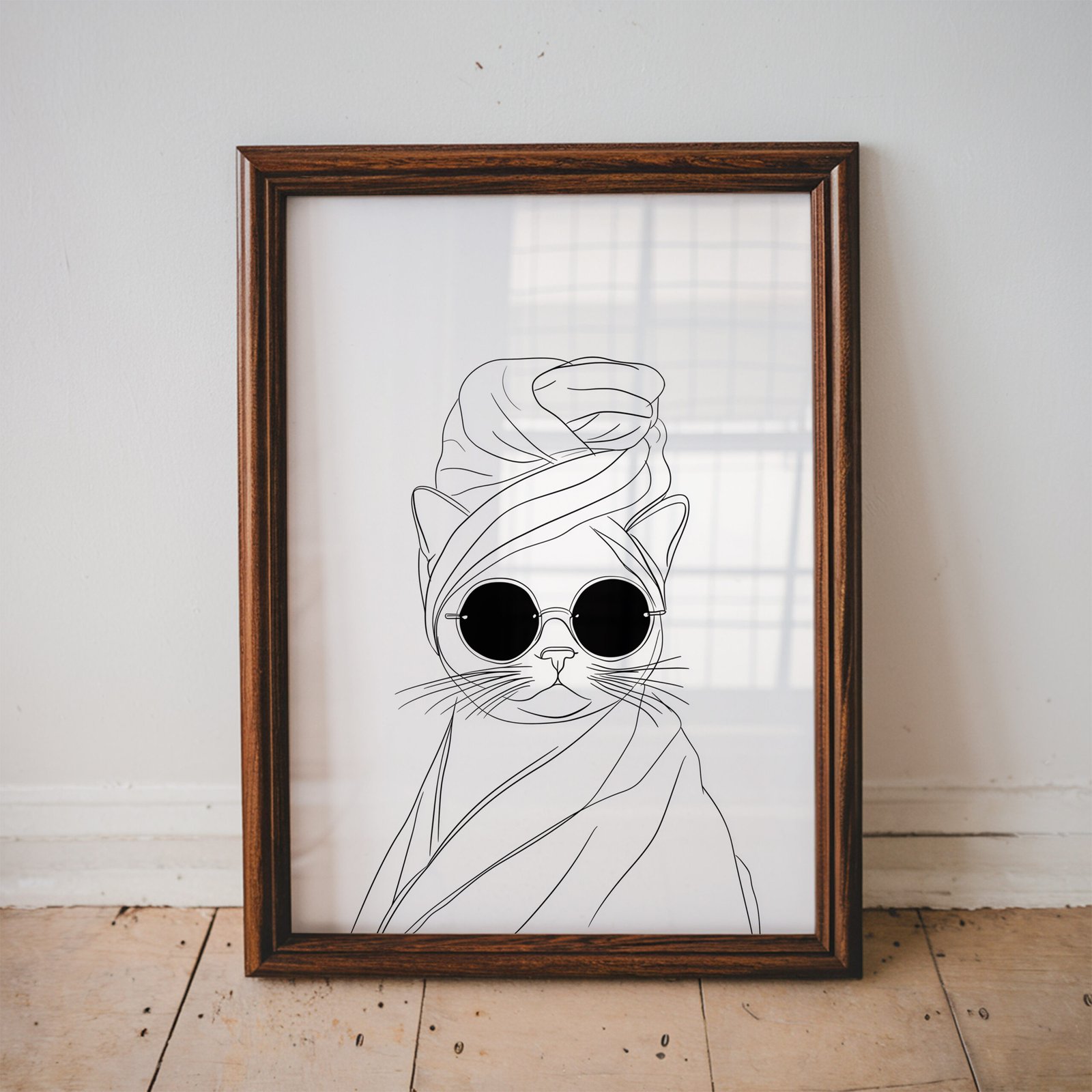 Chic Cat in Shades Line Art Print - Image 3