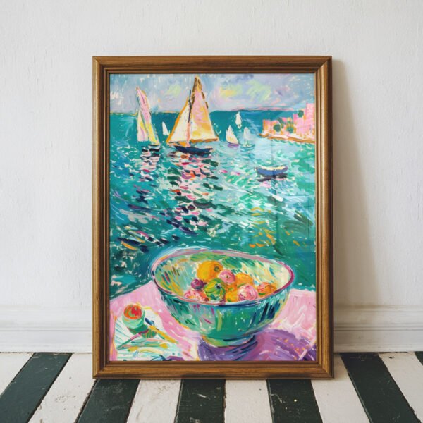 Sailboats and Fruit Bowl Print