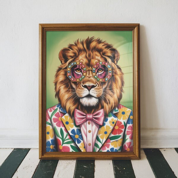 Dapper Lion in Floral Suit