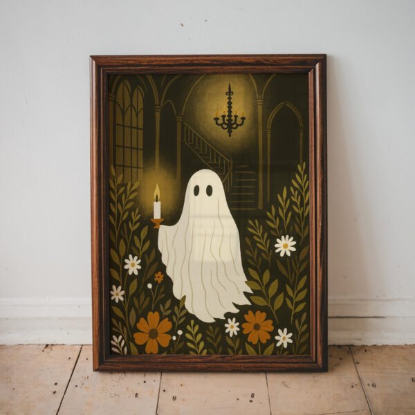 Ghost with Candle and Flowers