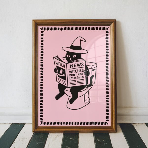 Witch Cat on the Toilet