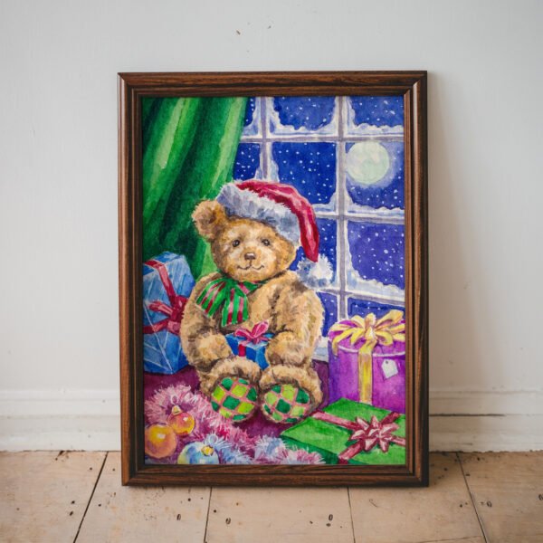 Cozy Christmas Teddy Bear Wall Art