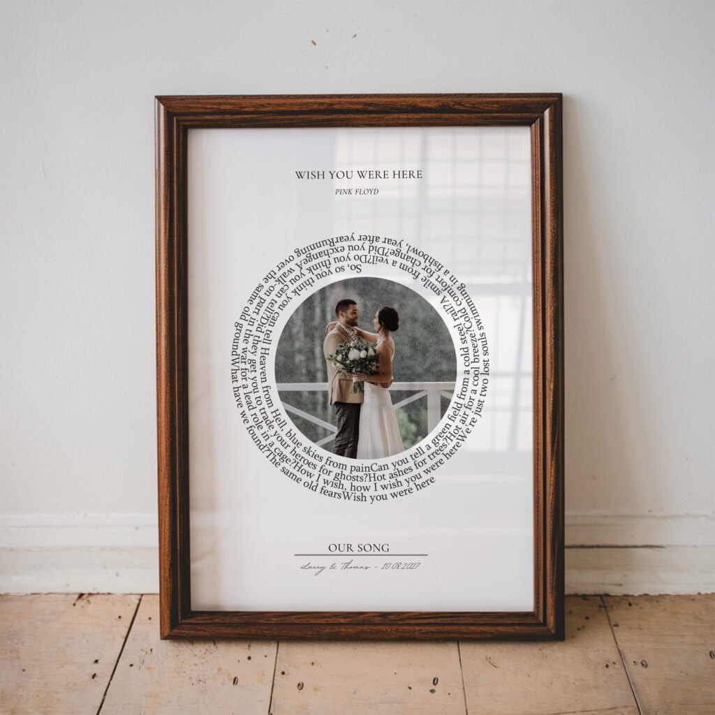 Custom Song Lyric Print with Photo – Personalized Wedding or Anniversary Gift