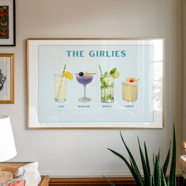 Custom Roommate Cocktail Print - Solid Blue