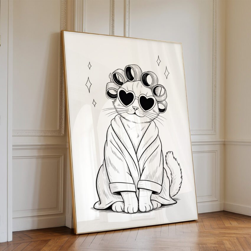 Glam Cat in Robe - Wallthentic