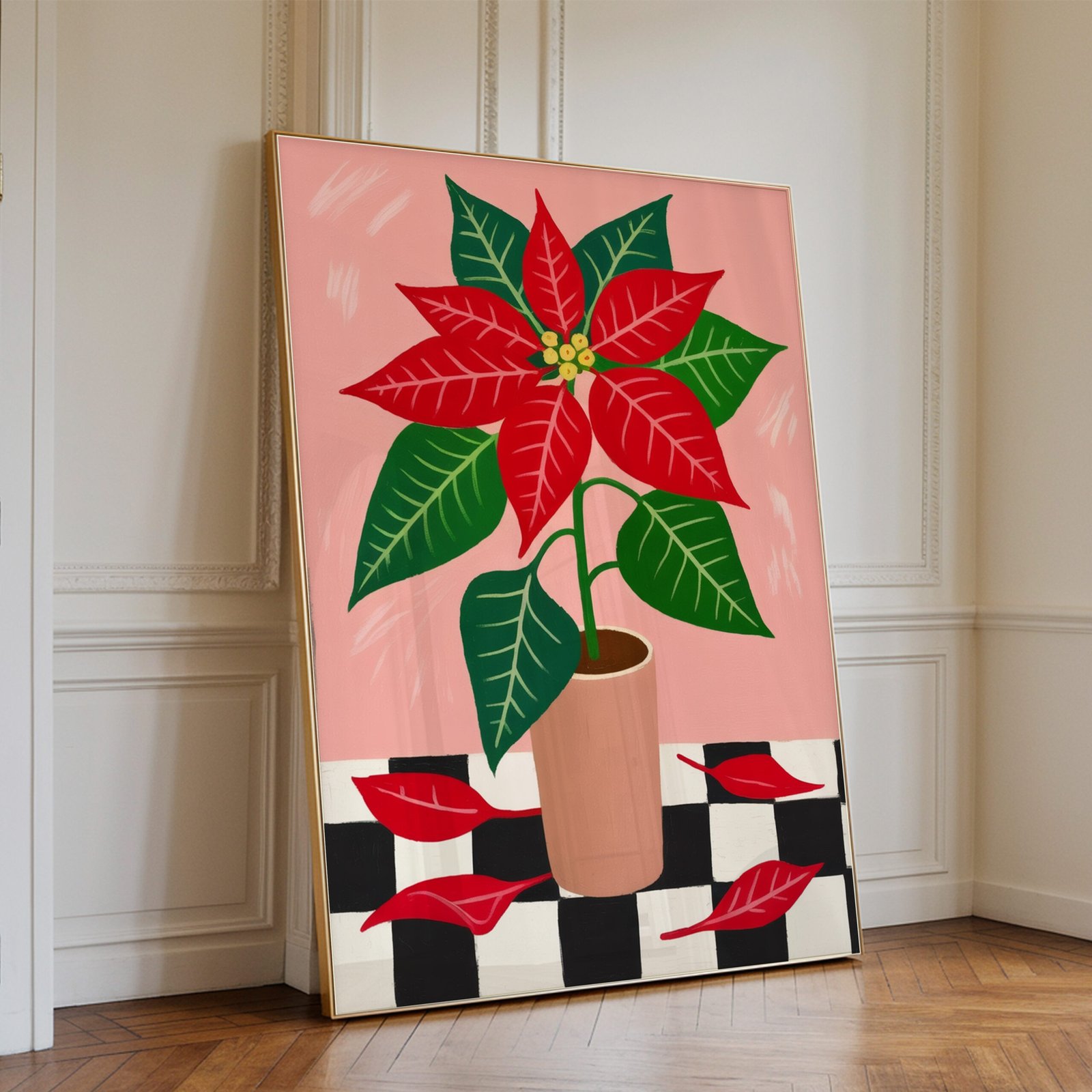 Modern Poinsettia Christmas Wall Art - Image 2