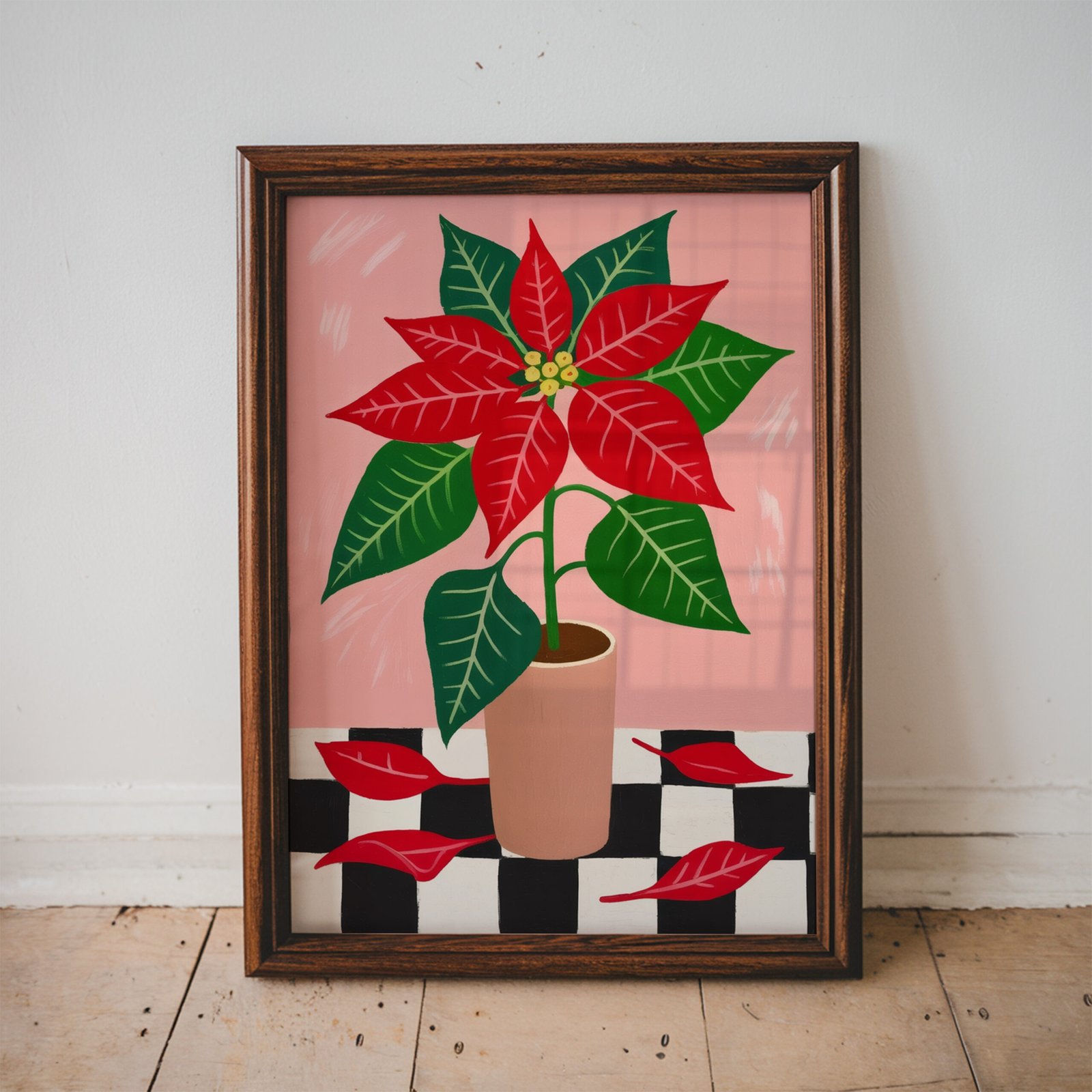 Modern Poinsettia Christmas Wall Art - Image 3