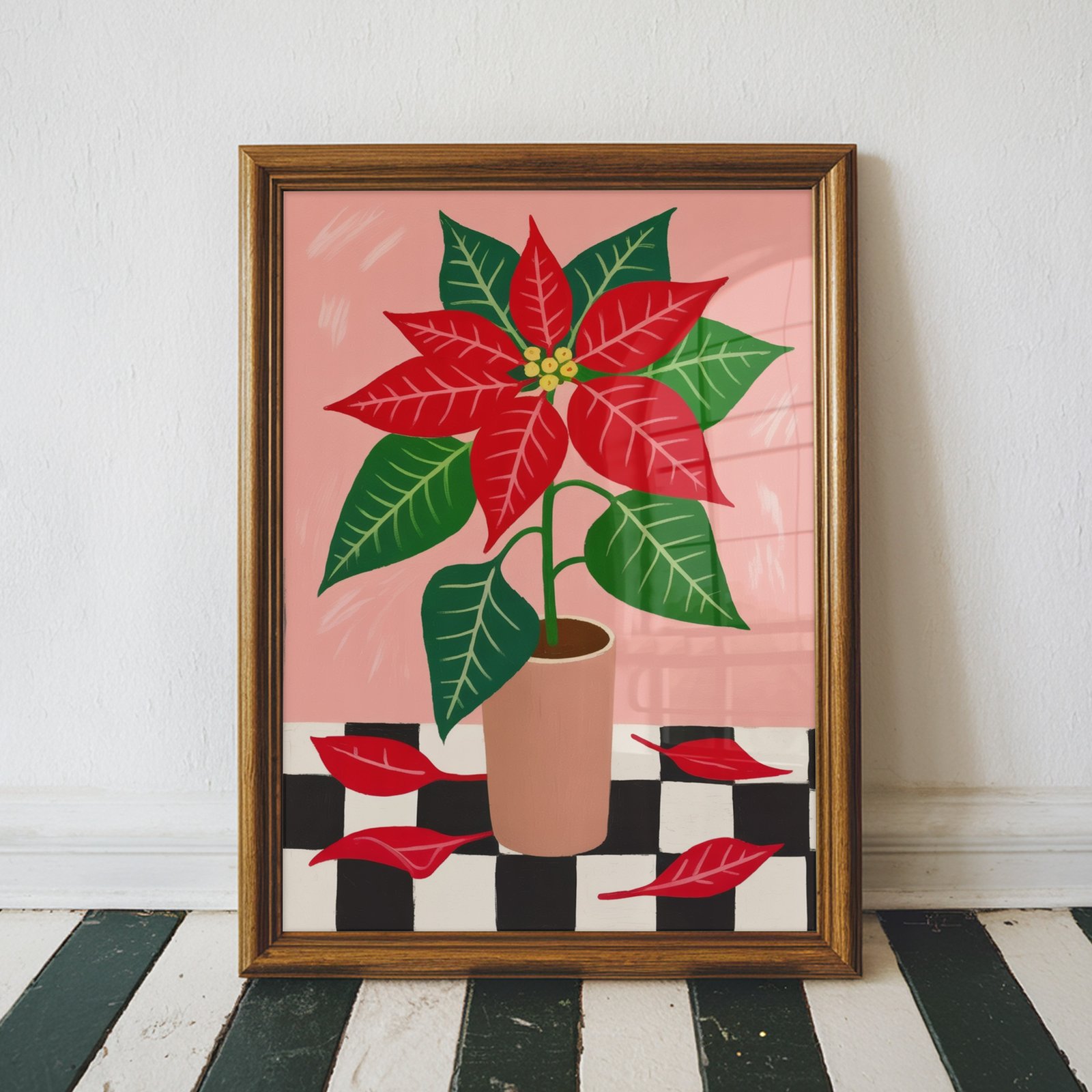 Modern Poinsettia Christmas Wall Art