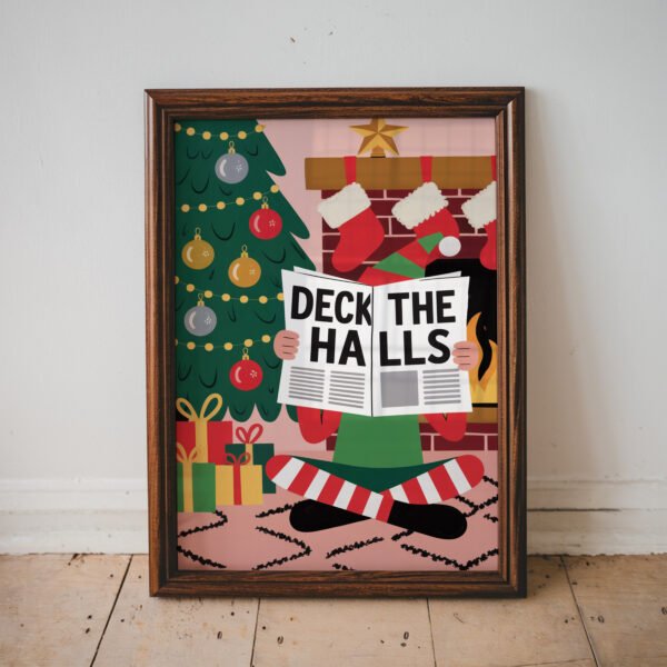 Deck the Halls Elf Christmas Wall Art