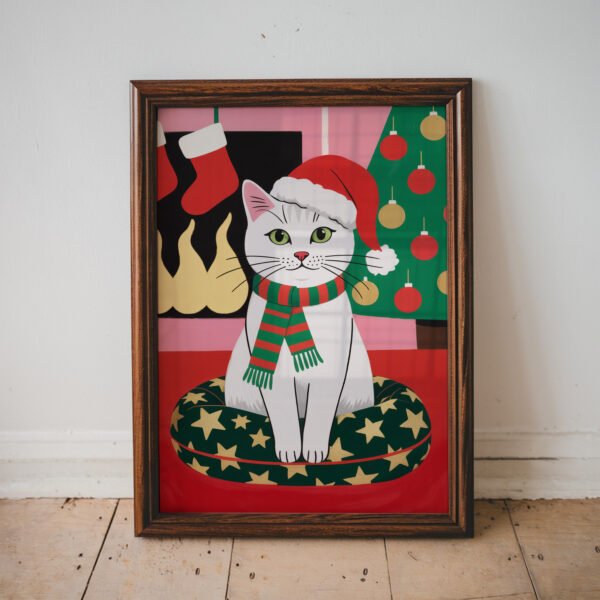 Christmas Cat Wall Art Print