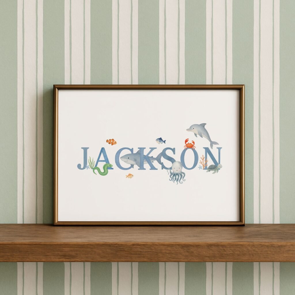 Personalized Sea Life Baby Name Print