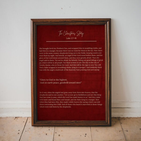 The Christmas Story Wall Art – Luke 2:7–18 Scripture Print