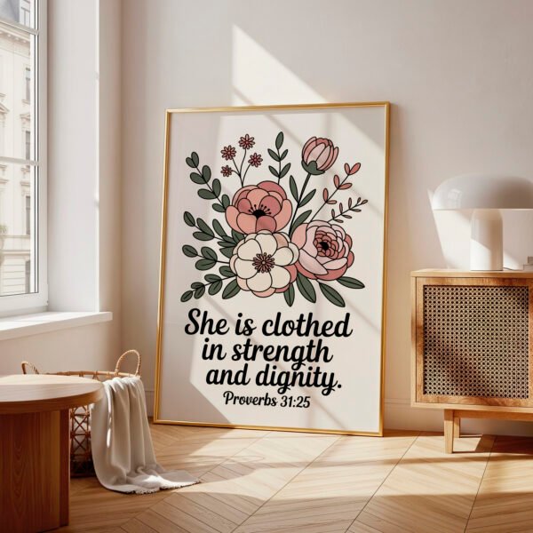 She Is Clothed in Strength and Dignity - Christian Wall Art