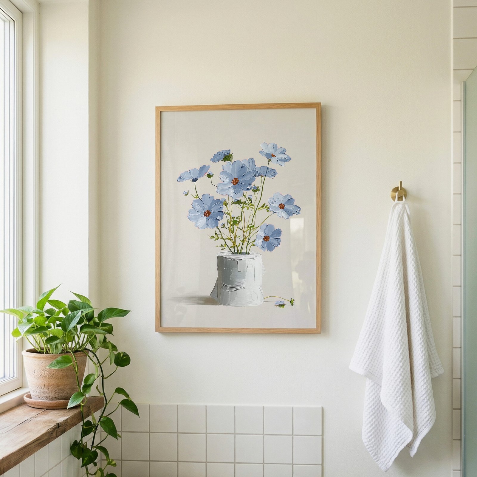 Blue Flowers in Toilet Paper Roll Print - Image 3