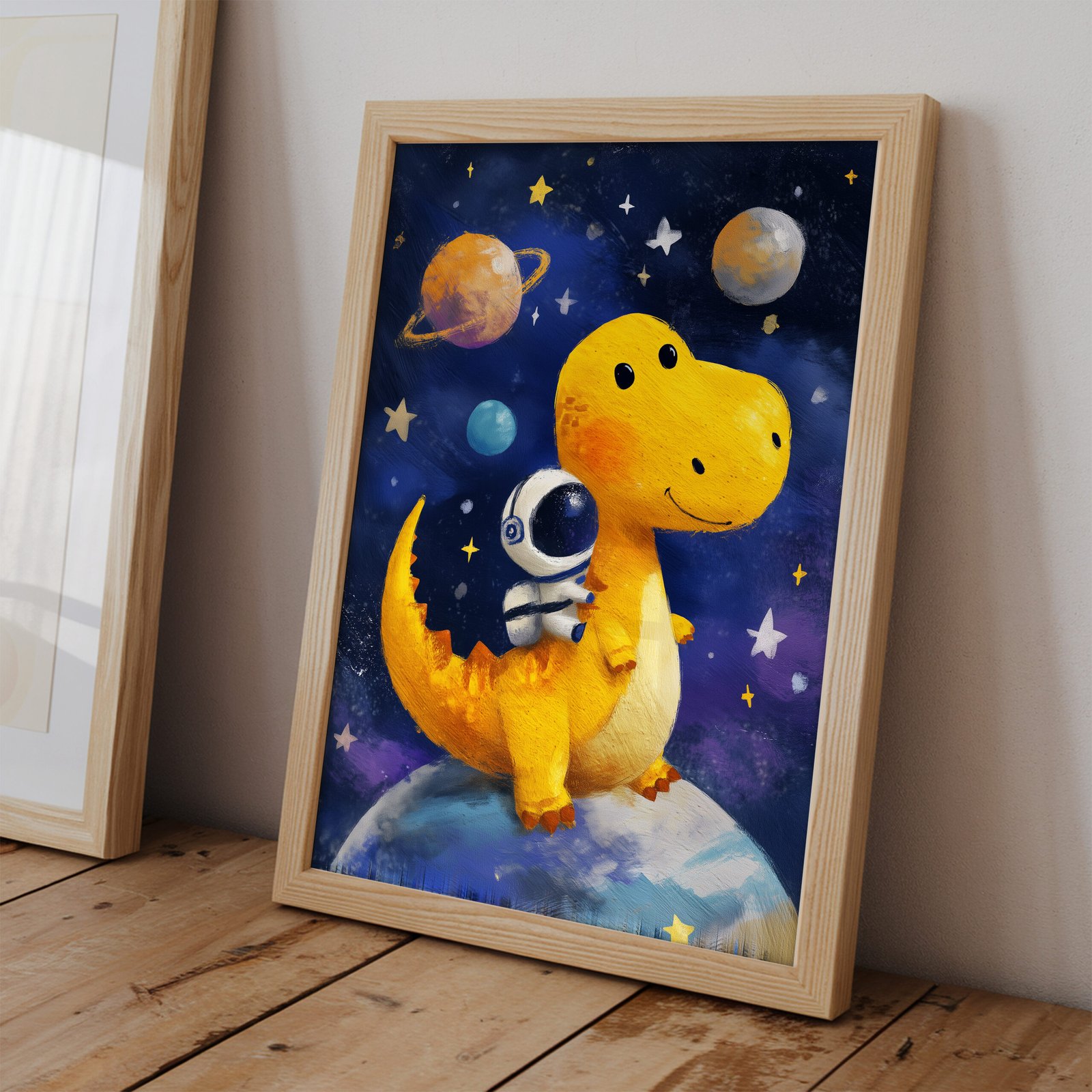 Dinosaur Astronaut Print – Space Nursery Wall Art - Image 2