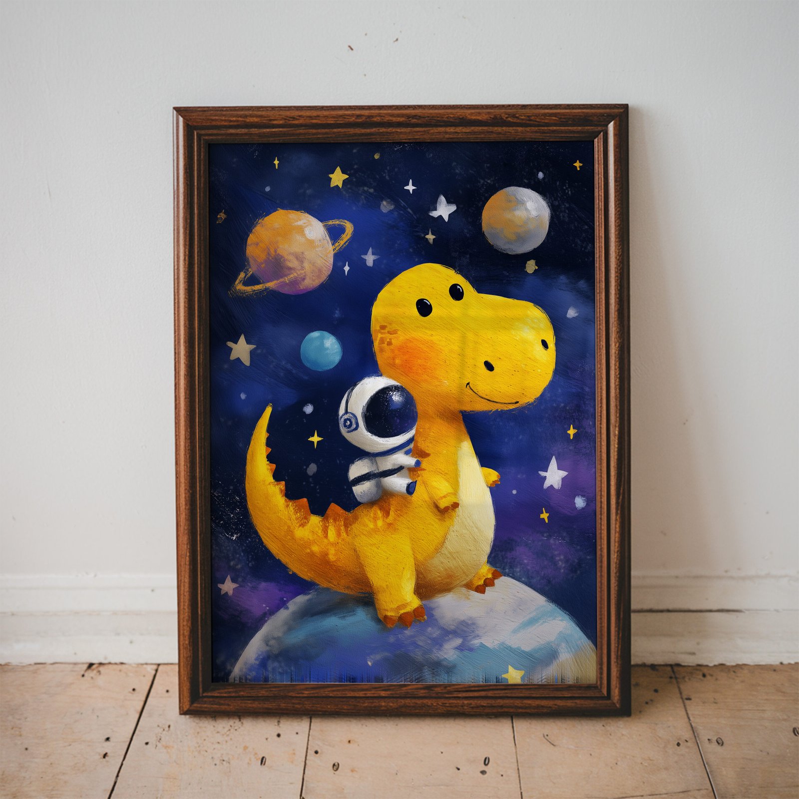 Dinosaur Astronaut Print – Space Nursery Wall Art - Image 3