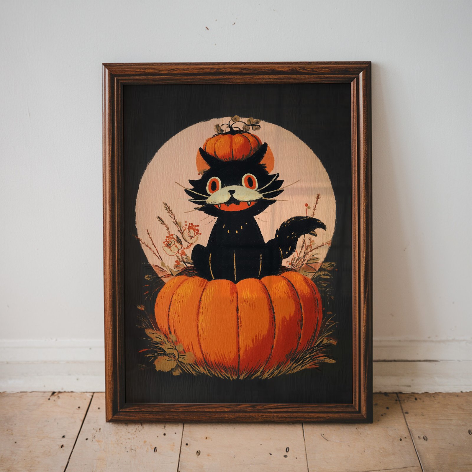 Halloween Pumpkin Cat - 90s Halloween Black Cat Print - Image 3