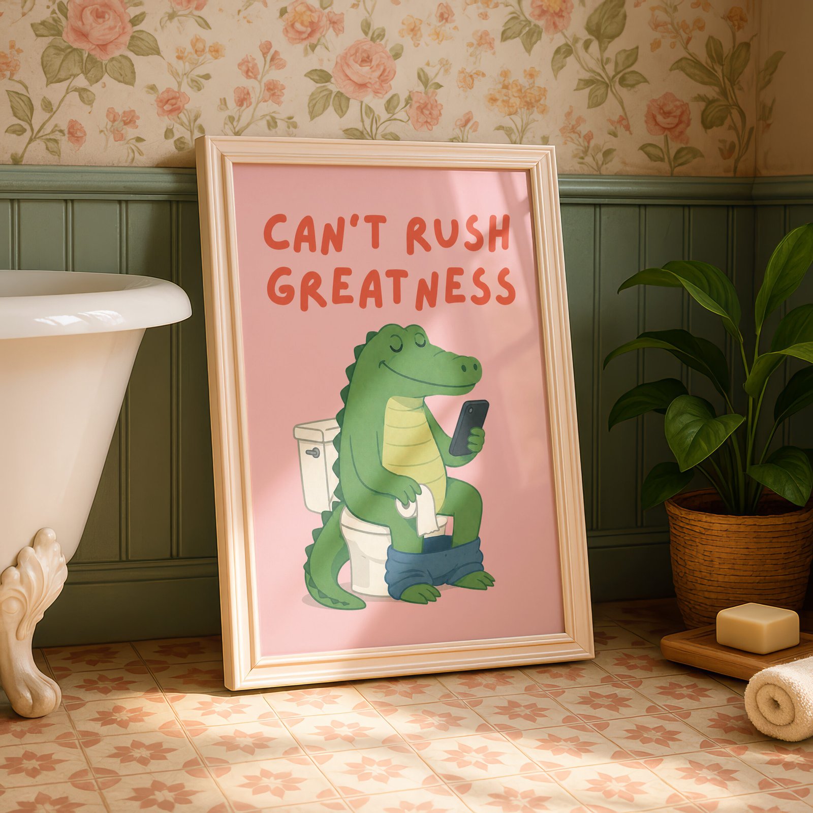 Can't Rush Greatness Alligator Bathroom Print - Image 2